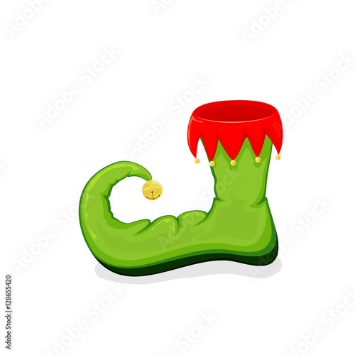 Green shoes elf on white background
