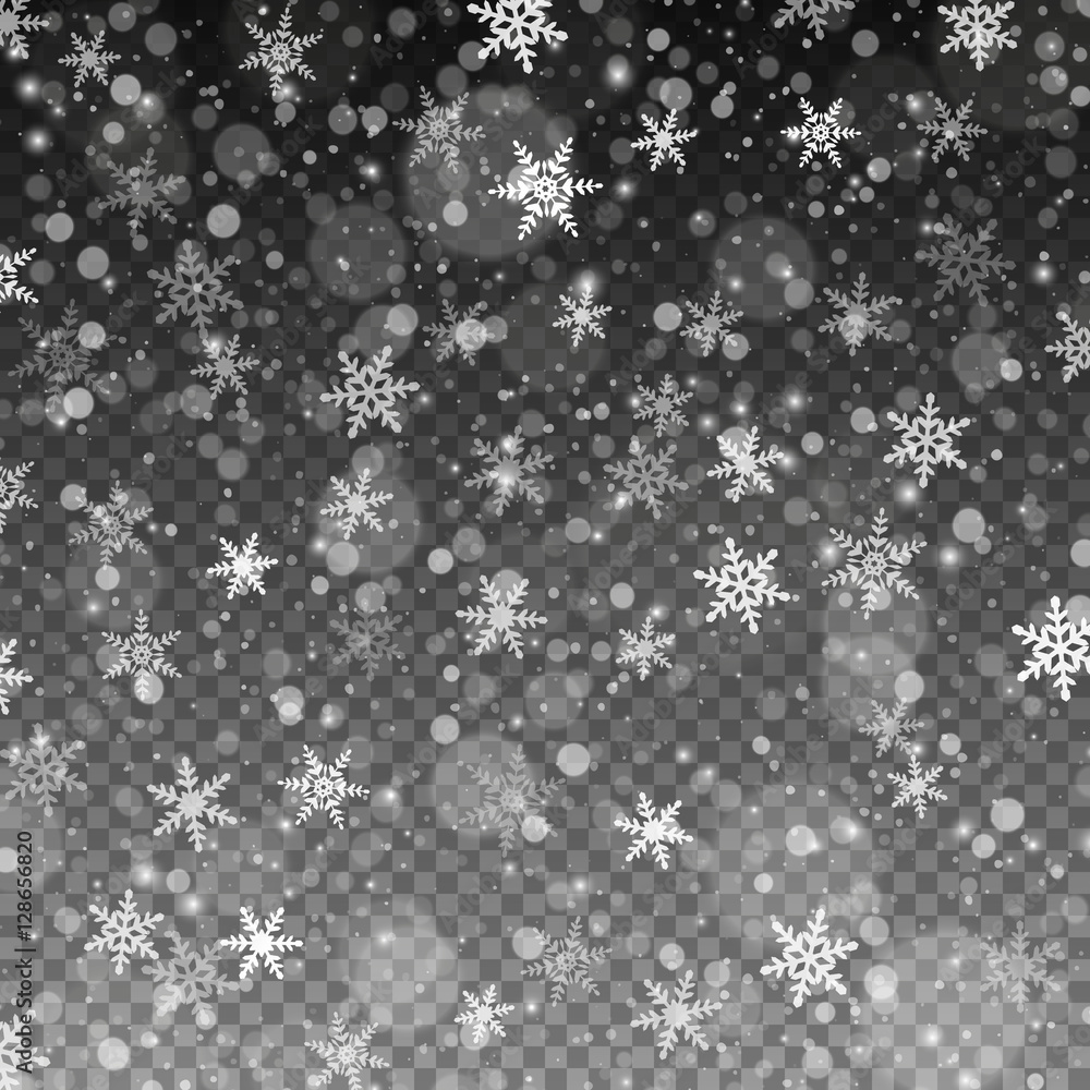Falling snow on a transparent background. Vector illustration Falling snow on a transparent background. Vector illustration