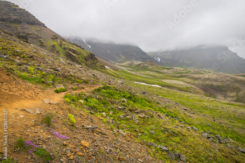 Trail at Esja mountain in Iceland