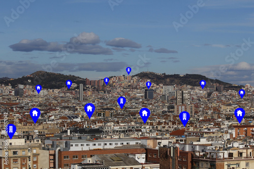 Photography Cityscape with tags in on sale buildings and houses