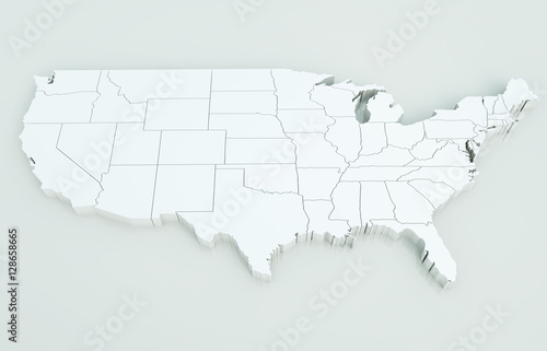 Map of USA. Highly detailed 3D rendering