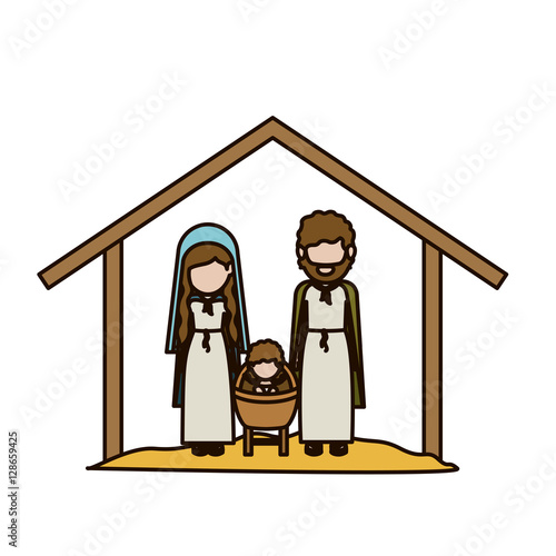 Holy family icon. Nativity merry christmas season and decoration theme. Isolated design. Vector illustration