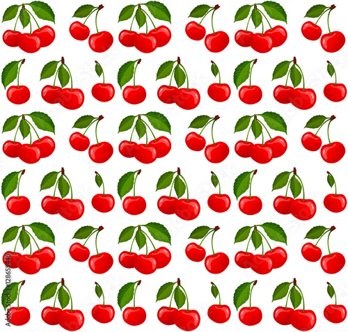 Seamless pattern with ripe cherry berries vector