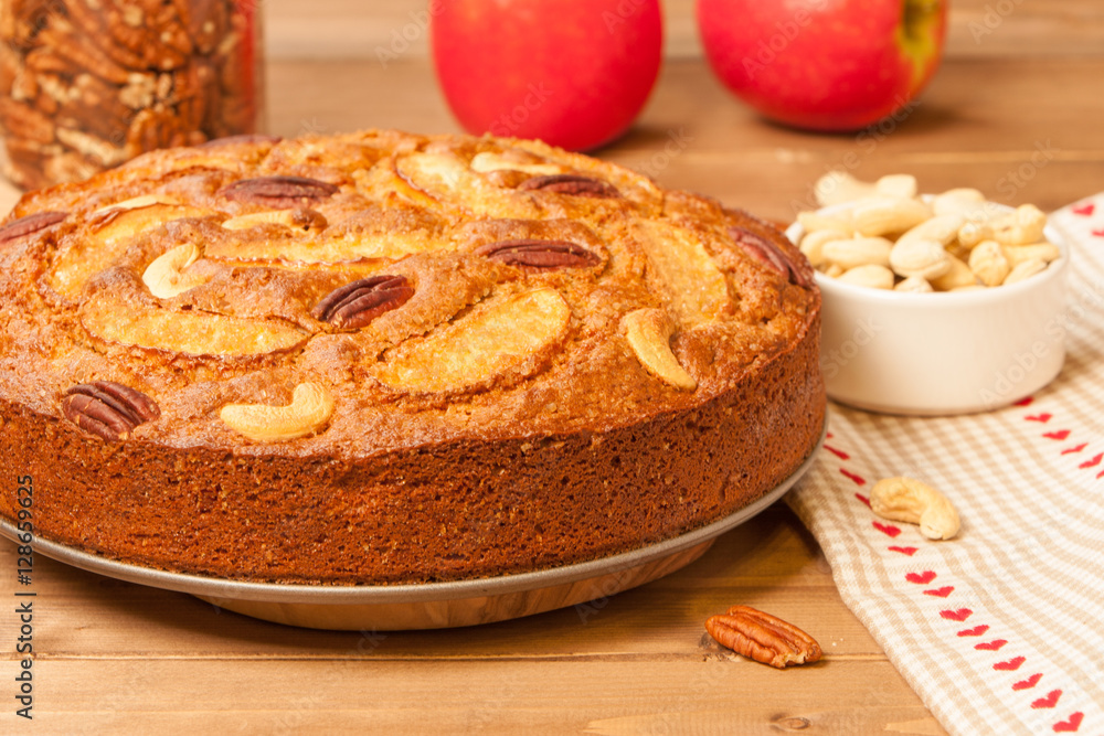 Homebaked Whole Wheat Flour Pie With Apples, Cinnamon, Cashew An Homebaked Whole Wheat Flour Pie With Apples, Cinnamon, Cashew An