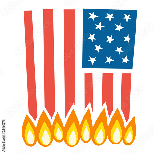 illustration of burning american flag
