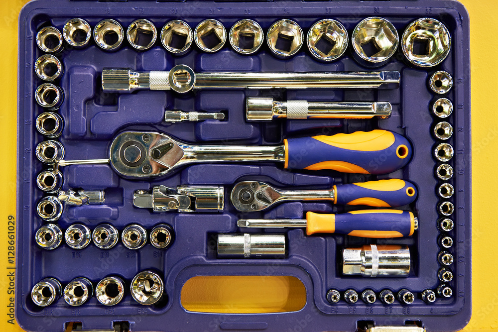 Socket wrenches in plastic box Socket wrenches in plastic box