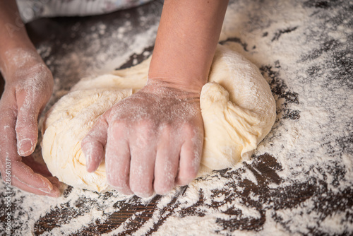 Knead dough with hands