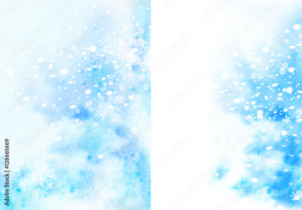 Christmas watercolor background with snowflakes
