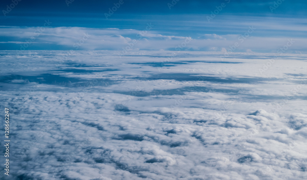 Clouds in sky atmosphere panorama. Outdoor planet