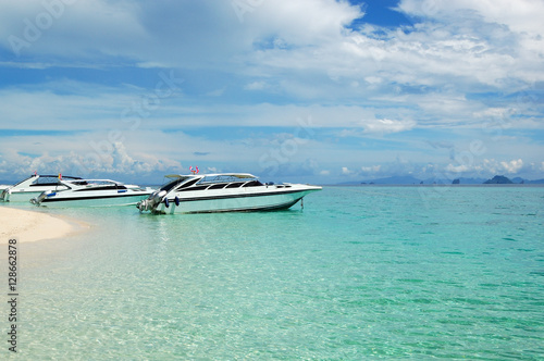 Motor boats on turquoise water of Indian Ocean, Phi Phi island, © slava296