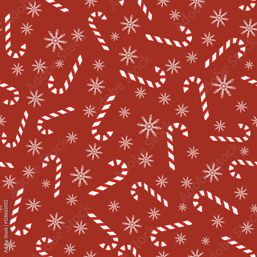 Christmas vector seamless pattern with candy canes