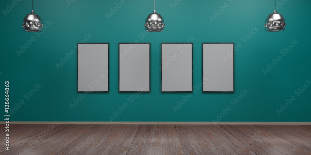 Interior with blank picture frames 3d rendering Interior with blank picture frames 3d rendering