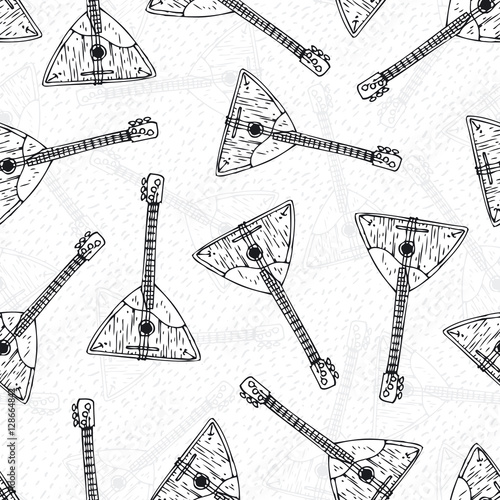 Seamless Pattern with Wooden Balalaikas photo