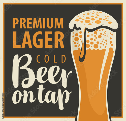 vector banner with glass and inscription beer on tap
