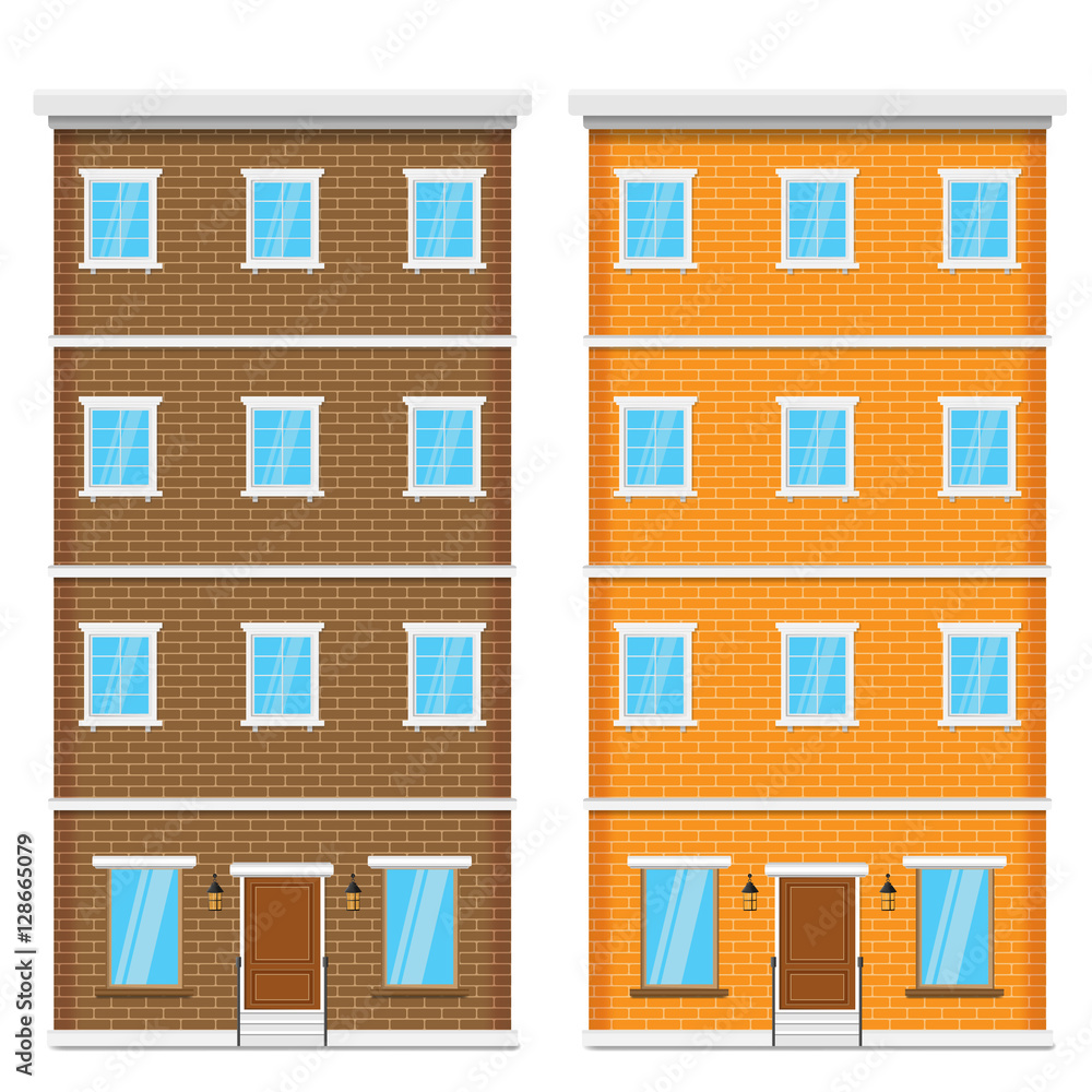 facade of a brick house. vector illustration