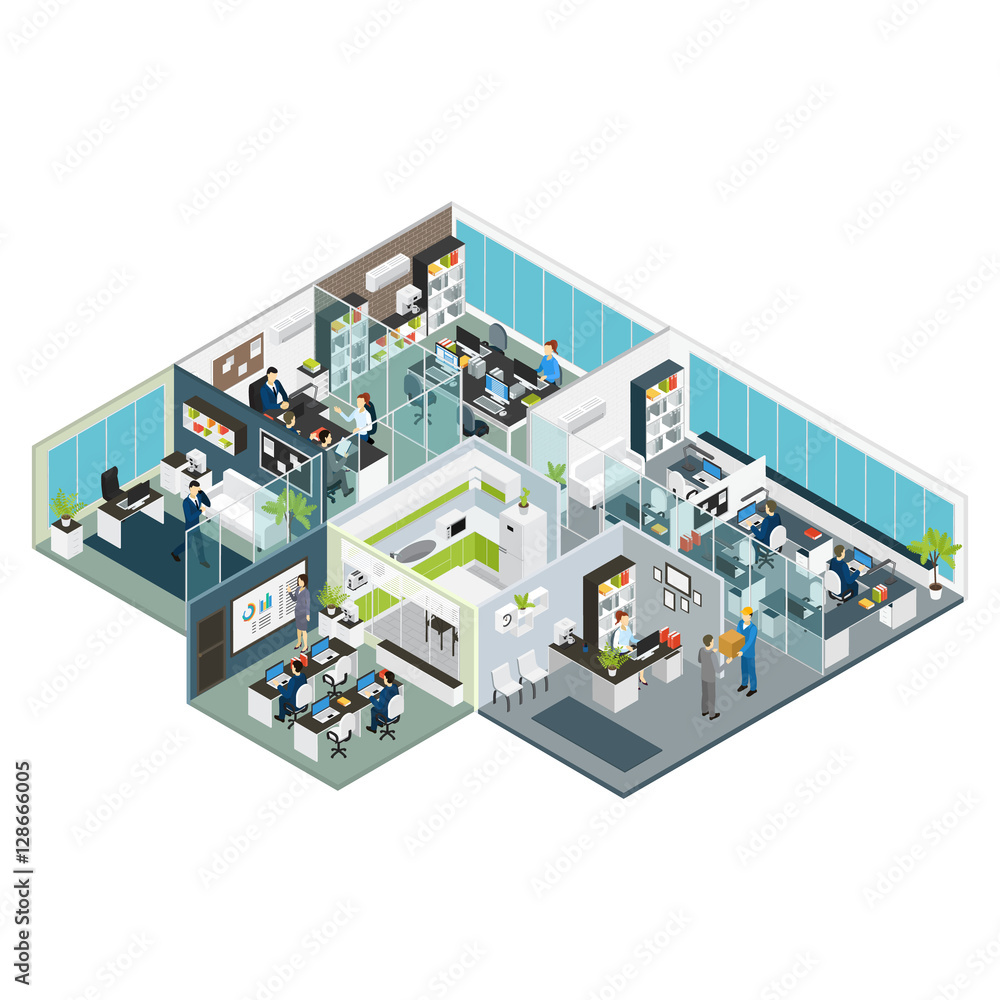 Set Room Office Isometric Set Room Office Isometric
