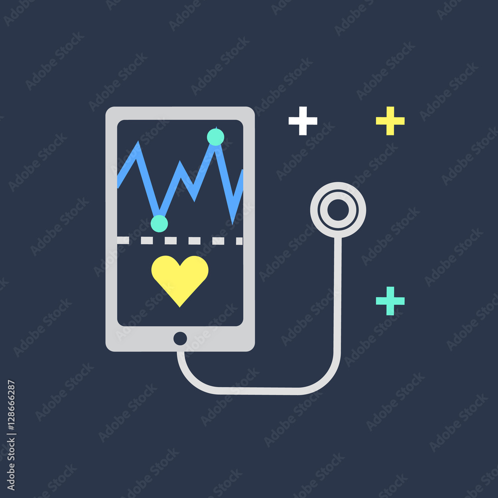 Mobile health app icon. Distant diagnosis. Mobile health app icon. Distant diagnosis.