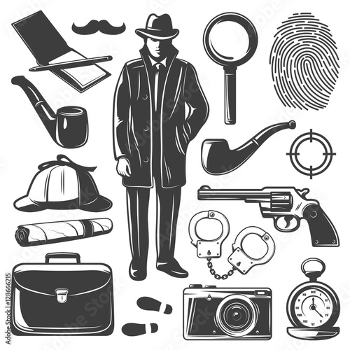 Vintage Detective Elements Set