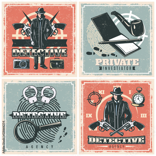 Detective Agency Posters Set