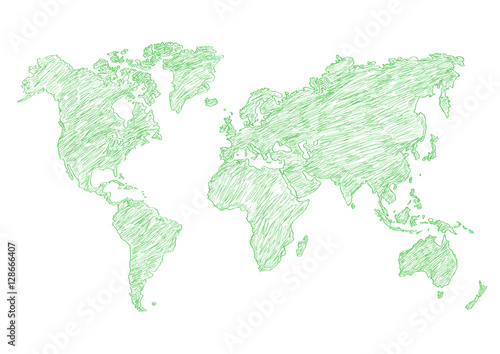 vector illustration world map pencil sketched