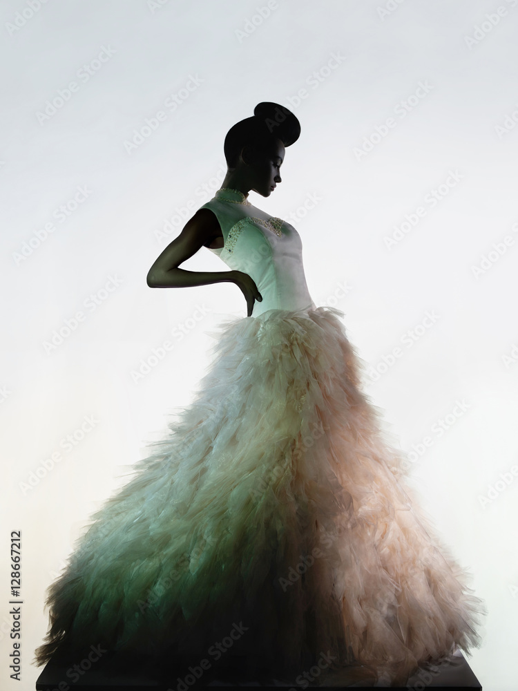 Naklejka premium Beautiful elegant woman in luxury evening dress