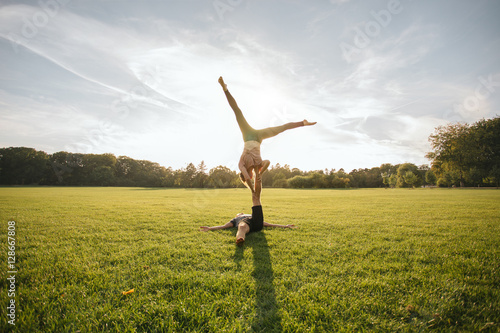 Acrobatic balance at the park