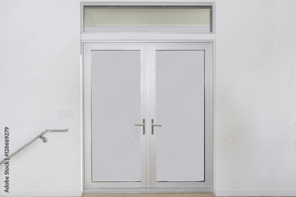 Obraz premium Aluminum door with double glass window and copy space for your background. 