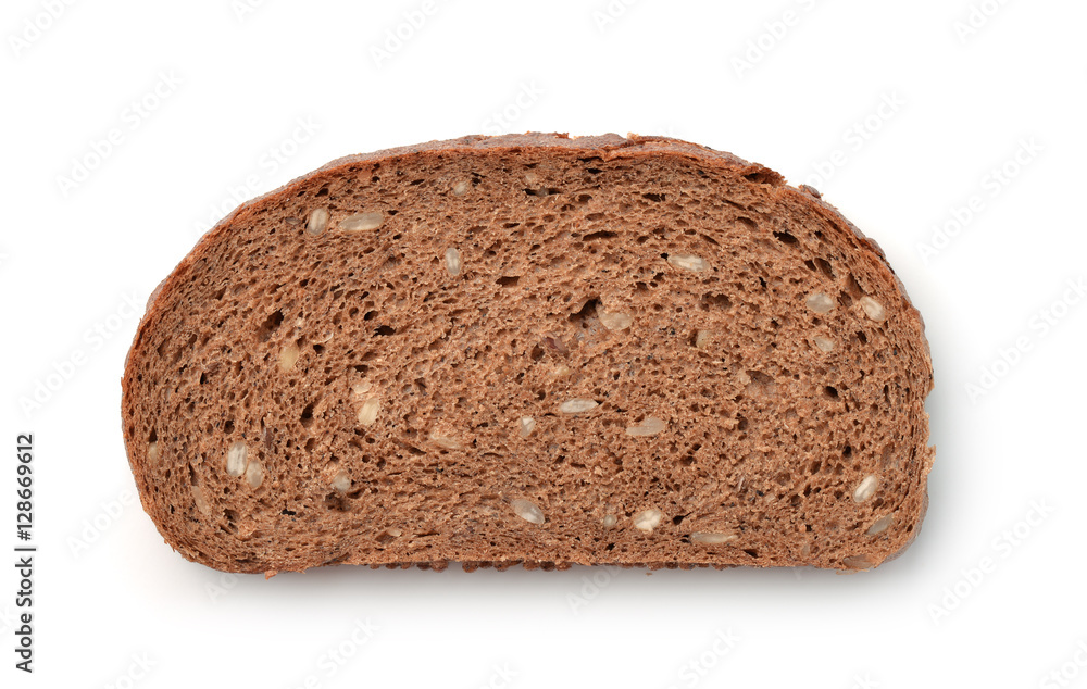 Slice of wholegrain rye bread with bran Slice of wholegrain rye bread with bran