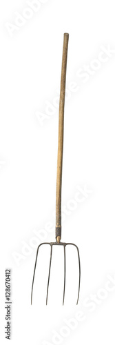 Obraz na plátne four-pronged pitchfork vintage pitchfork isolated on white background