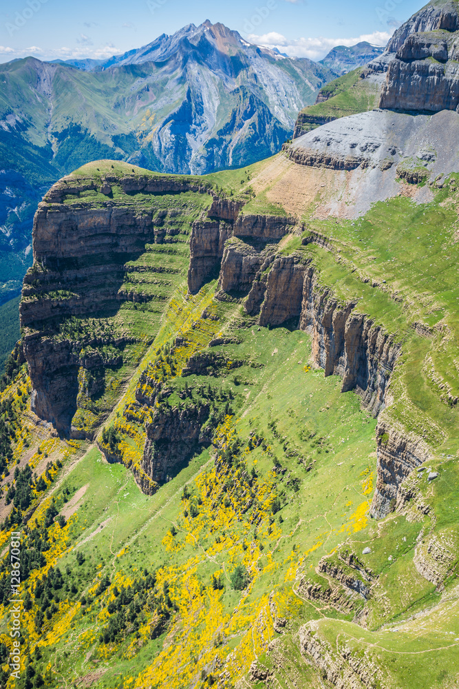 Beautiful landscape of famous Ordesa National Park, Pyrenees,
