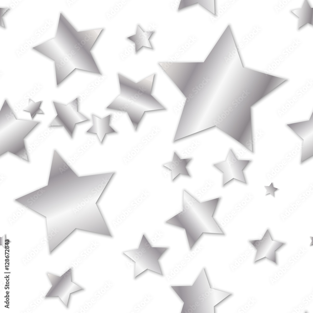 Simple seamless pattern - silver stars on white background Simple seamless pattern - silver stars on white background