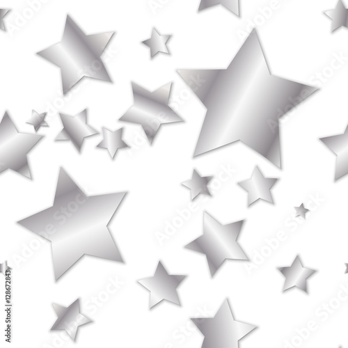 Fototapeta Naklejka Na Ścianę i Meble -  Simple seamless pattern - silver stars on white background