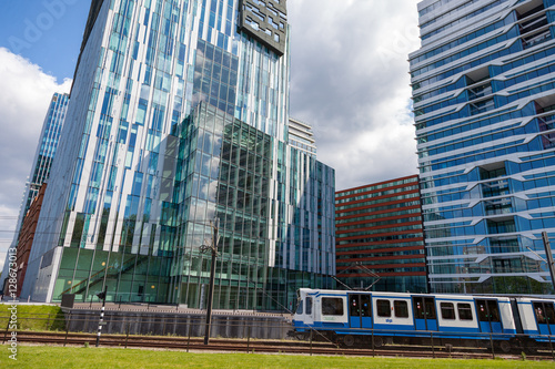 Photography Tram at offices on the Zuid-as in Amsterdam Holland