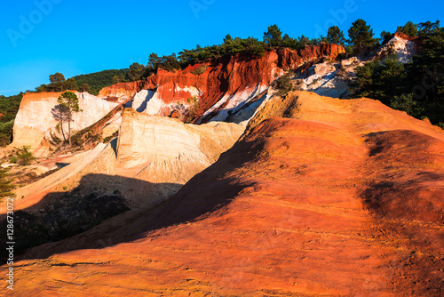 Colorful rock formations from ocher in the Colorado Provenzal, Provence, France