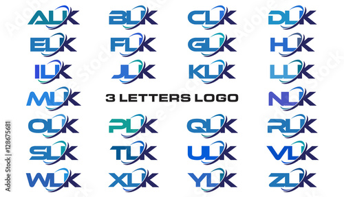 3 letters modern generic swoosh logo ALK, BLK, CLK, DLK, ELK, FLK, GLK, HLK, ILK, JLK, KLK, LLK, MLK, NLK, OLK, PLK, QLK, RLK, SLK, TLK, ULK, VLK, WLK, XLK, YLK, ZLK