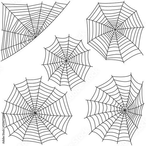 Spider web silhouette vector set