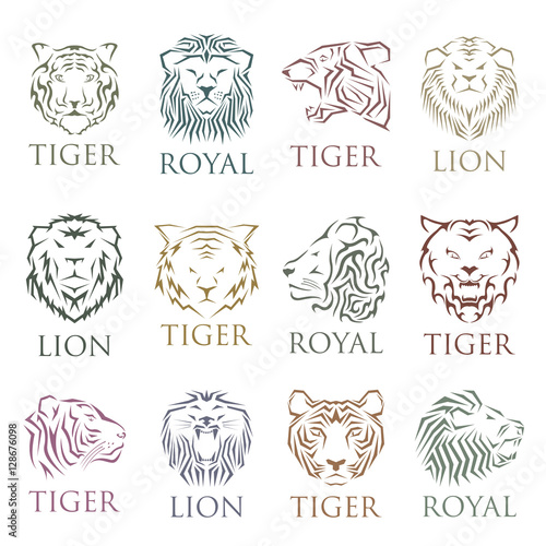 Fototapeta Naklejka Na Ścianę i Meble -  Tiger face head silhouette logo