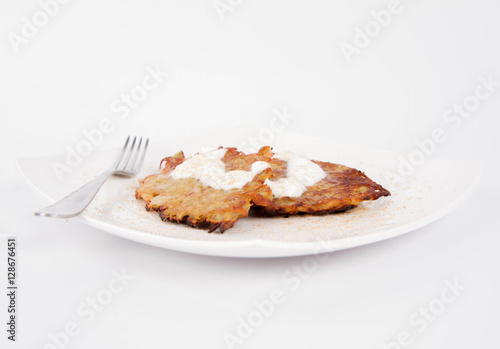 Potato Pancakes with cream and brown sugar