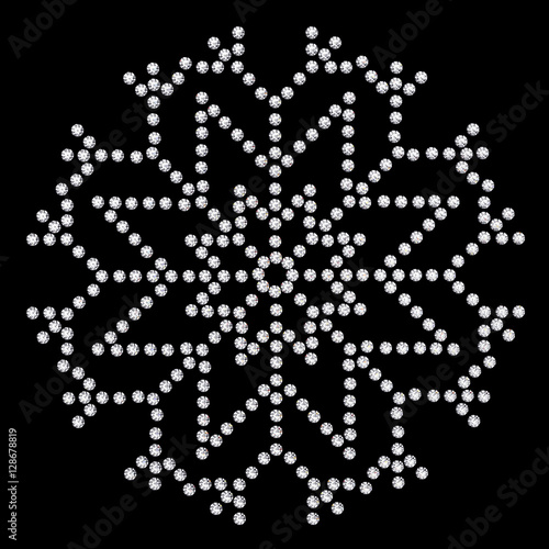 3D illustration diamond snowflake on black background