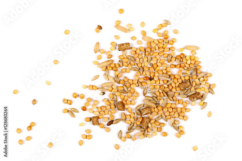 mixed bird seed isolated on white