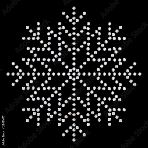 3D illustration diamond snowflake on black background