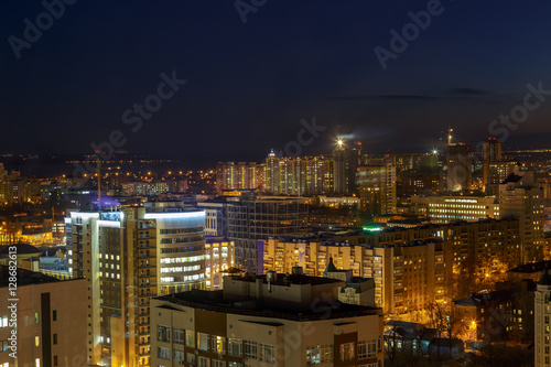 mysterious dramatic night panorama cityscape view of Voronezh city