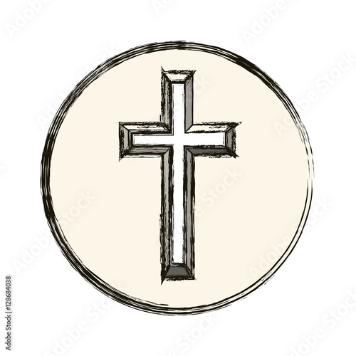 Cross icon. Religion god pray faith and believe theme. Isolated design. Vector illustration