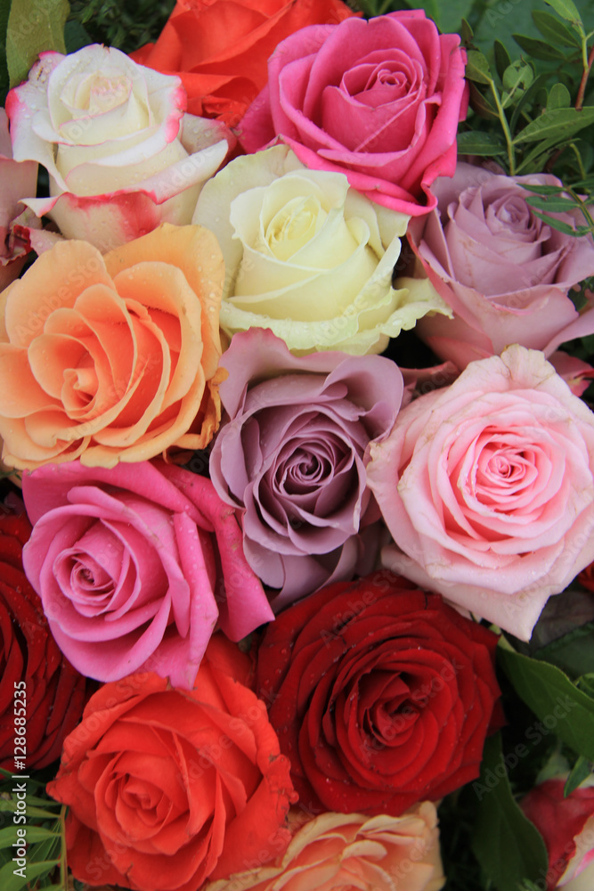 Mixed bridal roses