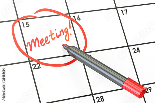 Meeting date on calendar concept, 3D rendering © alexlmx