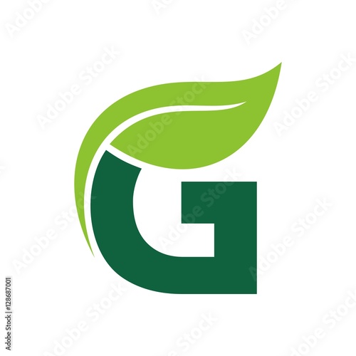 letter G and leaf logo vector