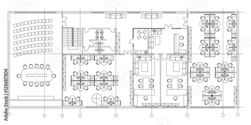 Standard office furniture symbols set