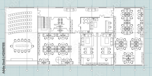 Standard office furniture symbols set