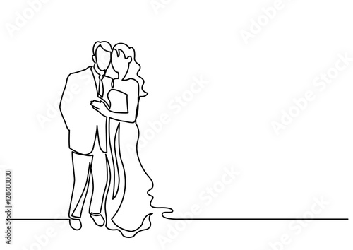 continuous line drawing of loving couple