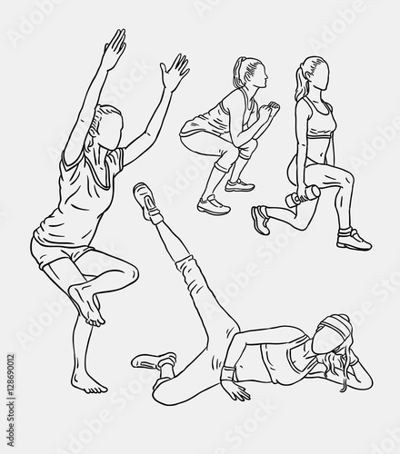 Fitness training sport line art drawing style. Good use for symbol, logo, web icon, mascot, or any design you want.
